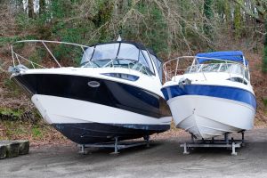 Are there any specific steps I should take to protect the hull of my boat during storage?